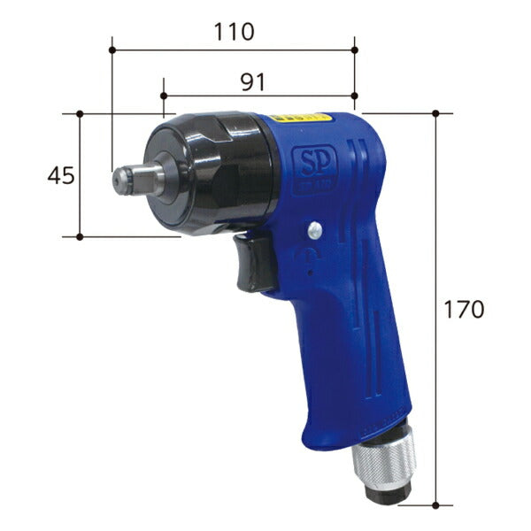 SP AIR 9.5mm角小型インパクトレンチ SP-7825 SP AIR 9.5mm角小型インパクトレンチ SP-7825