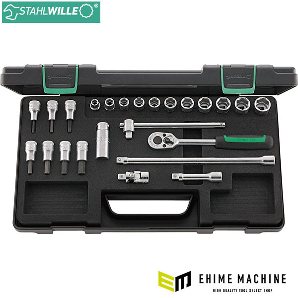 【エクストラセール】日本正規品 スタビレー 3/8SQ ソケットレンチセット 24点 六角8-19mm プラグソケット ヘックスビット付 (456/49/19/5KN) (4018754260454) STAHLWILLE