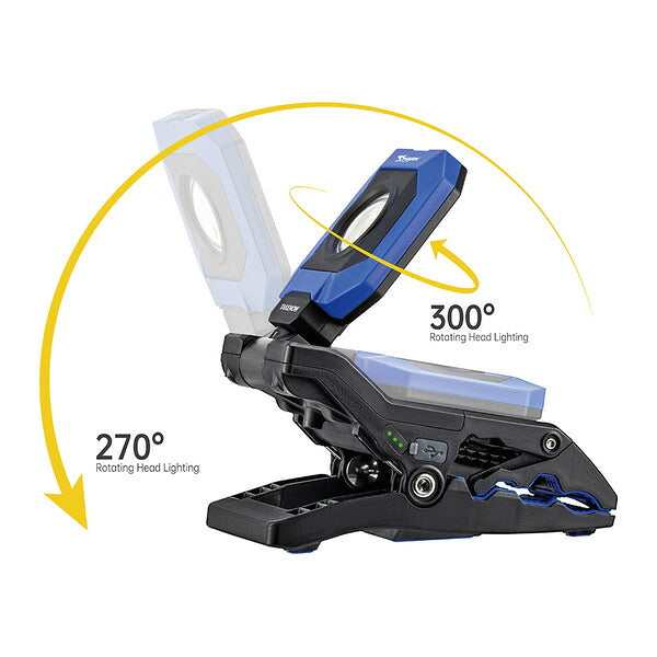 [26AW新商品] 日本正規品 テイクナウ 充電式LEDクランプライト 1600lm クリップ固定 270°/300°可動ヘッド (WL3019)(6921585521008) TAKENOW