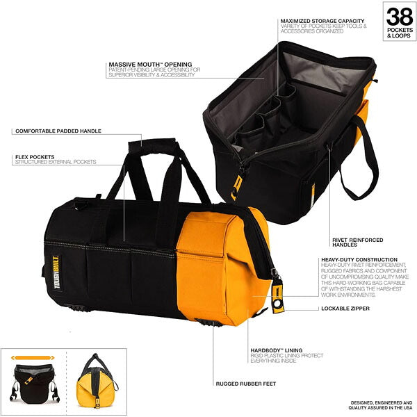 日本正規品 タフビルト 16インチ マッシブマウス ツールバッグ 38ポケット HardBody ロック可能ジッパー 工具バッグ 大口 (TB-60-16)(856342005759) TOUGH BUILT