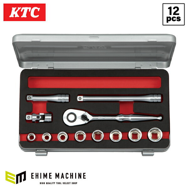 KTC TB312BA 9.5sq.ソケットレンチセット インチサイズ 12点セット 六角ソケットタイプ 京都機械工具 BR390入組み工具セット