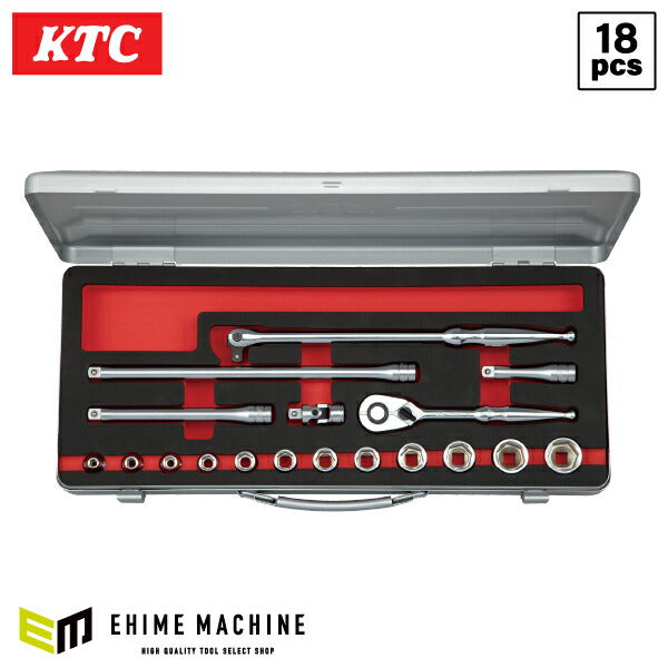 KTC TB318A 9.5sq.ソケットレンチセット 18点セット 六角ソケットタイプ 京都機械工具 BR390入組み工具セット