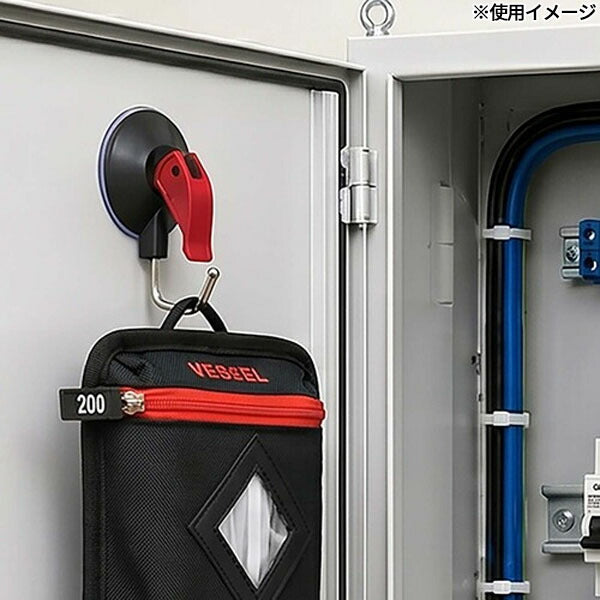 ベッセル 結束バンドホルダー 3サイズ収納 200・250・300mm用 腰ベルト 吊り下げ 吸盤フック付 配線作業 盤内結線 (TCH-300) (4907587041258) VESSEL