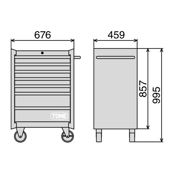 [メーカー直送品] TONE 整備用工具セット ツールキャビネットセット シルバー 72点 6.35sq. 12.7sq. ローラーキャビネットWS207採用 カーボン調トレー付 (TCS911SV)(4953488428056) トネ