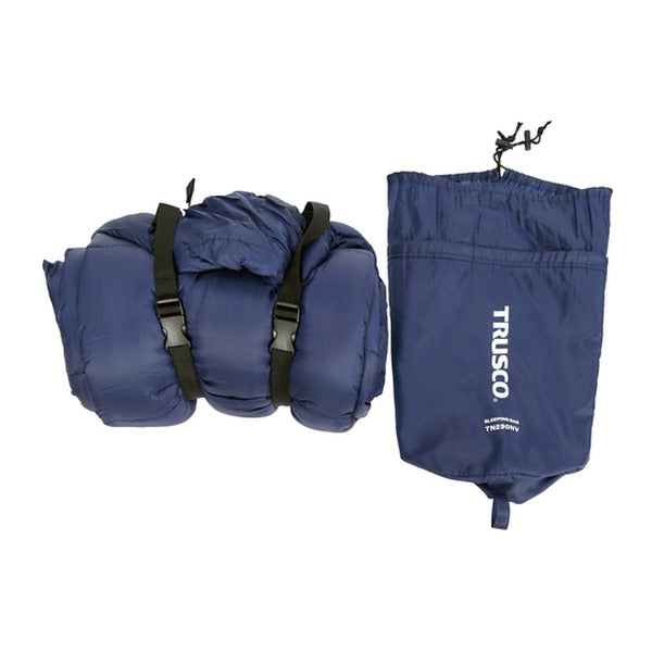 TRUSCO マミー型寝袋 シュラフ ネイビー 適合温度0～10℃ 中空綿 スタッフバッグ付 (TN230NV)(4550414294206) トラスコ中山