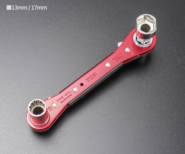 [26SS新商品] トップ工業 TOP ロング4サイズ板ラチェットレンチ ハイスライドラッチ PRW-4HL (4975180414458) TOP
