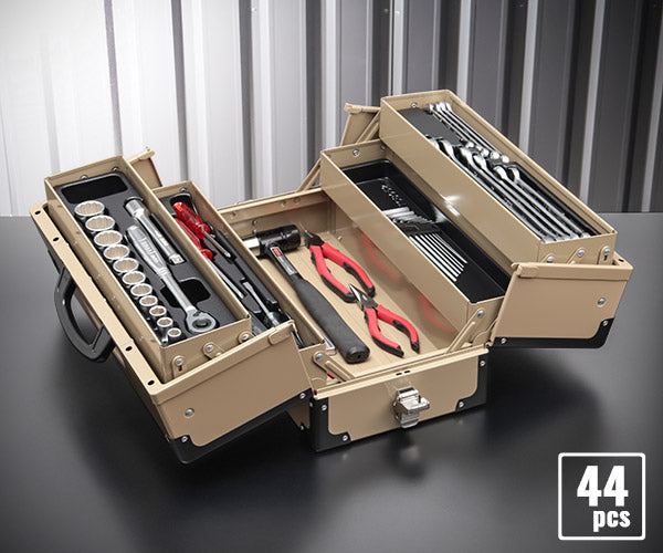 [数量限定] TONE ツールセット 44点 限定カーキ ケース 差込角12.7mm コンビネーションスパナ 産業機械整備 (TST444KK) (4953488491838) トネ