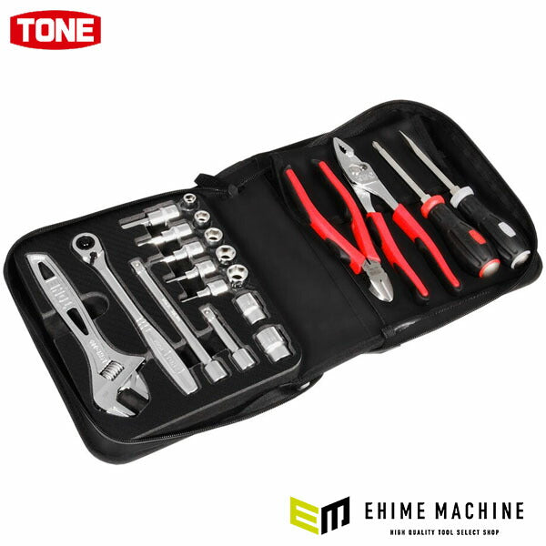 TONE 整備用工具セット ツールセット ブラック 間口250×奥行200×高さ70mm 21点セット (TSX3172)(4953488453096) トネ
