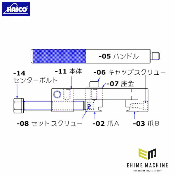 ハスコー VB-305B用 爪A VB-305-02 (4940995601836) ブーツクランプツール 補修部品 HASCO