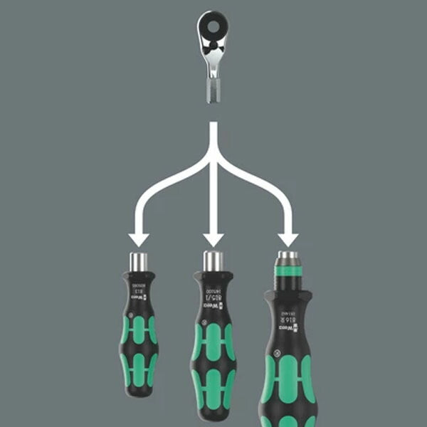 【7月の特価品】日本正規品 Wera Zyklop Mini 4 ビットラチェットヘッド 6.35mm(1/4) 全長50mm 60歯 (003662)(4013288234650) ヴェラ ベラ