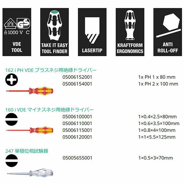 日本正規品 ヴェラ 7本組絶縁ドライバーセット + - ラック付 (006147)(4013288041708) ベラ Wera