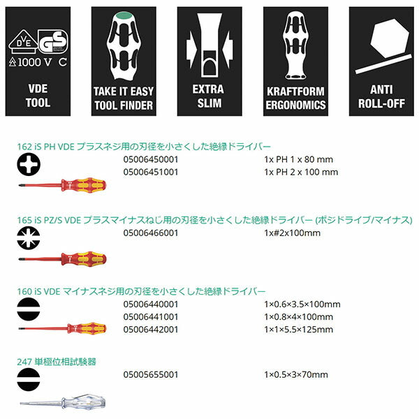 日本正規品 ヴェラ 7本組絶縁ドライバーセット + - PZ ラック付 (006480)(4013288160713) ベラ Wera