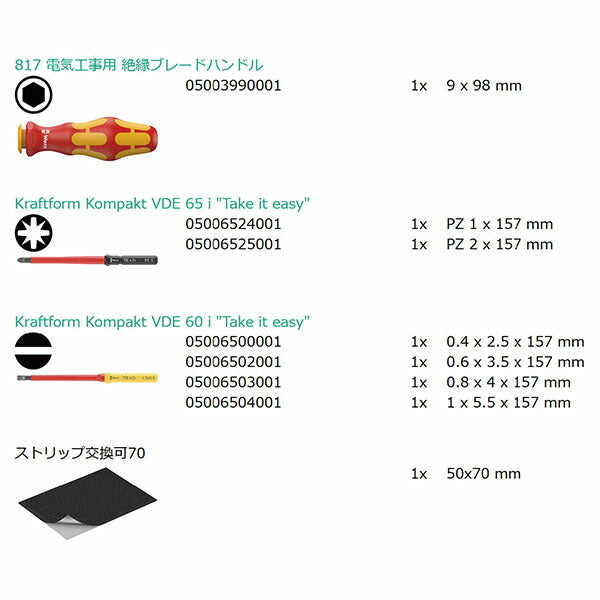 日本正規品 ヴェラ 差替式絶縁ブレードセット 7点 (006601)(4013288229670) ベラ Wera