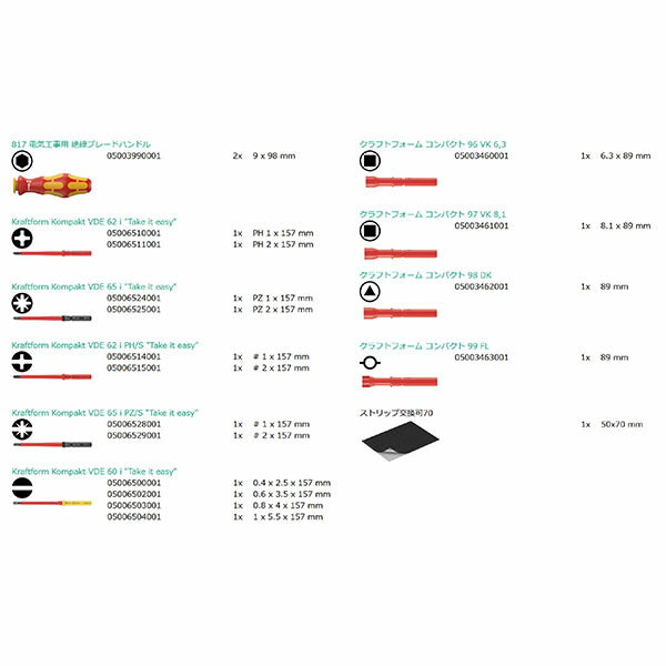 日本正規品 ヴェラ 差替式絶縁ブレードセット 17点 (006614)(4013288230010) ベラ Wera
