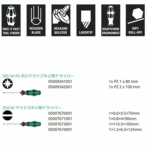 日本正規品 ヴェラ 6本組ドライバーセット(PZ -) (007681)(4013288111425) ベラ Wera