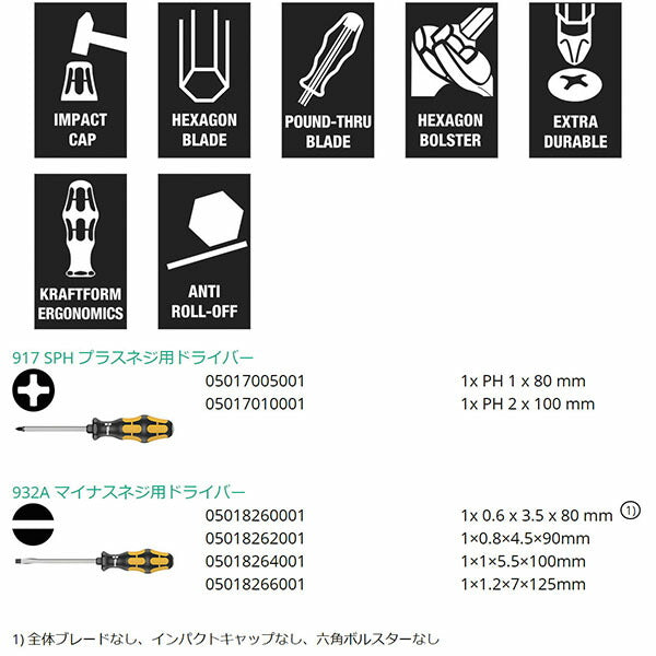 日本正規品 ヴェラ 6本組チゼルドライバーセット （+ －) (018282)(4013288018090) ベラ Wera