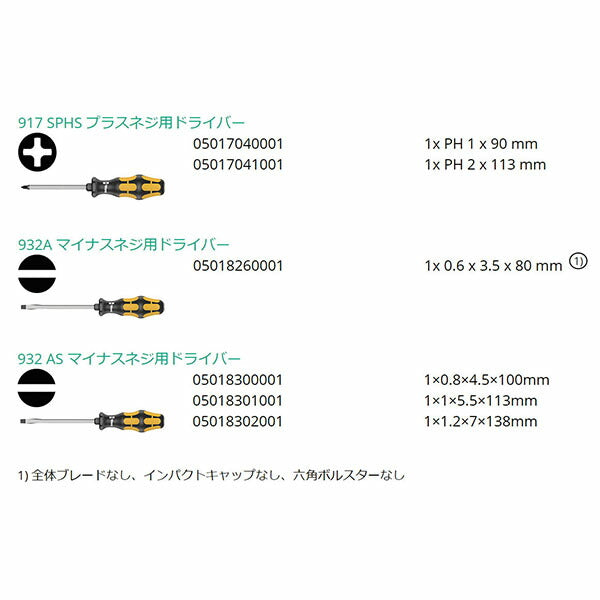 日本正規品 ヴェラ 6本組チゼルドライバーセット （+ －) (018283)(4013288134479) ベラ Wera