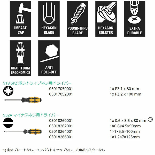 日本正規品 ヴェラ 6本組チゼルドライバーセット （PZ －) (018287)(4013288018137) ベラ Wera