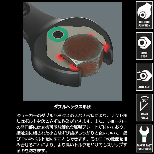 【限定生産】日本正規品 ヴェラ 6000 Joker ラチェット付コンビネーションスパナ 11点セット ブラックエディション（8-19mm）専用ロールポーチ付 (05020017001) ベラ Wera