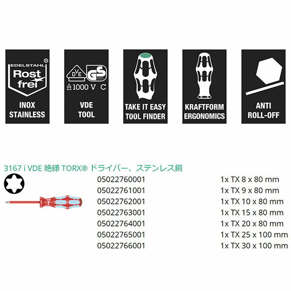 日本正規品 ヴェラ 7本組ステンレス製絶縁TXドライバーセット ラック (022767)(4013288220172) ベラ Wera