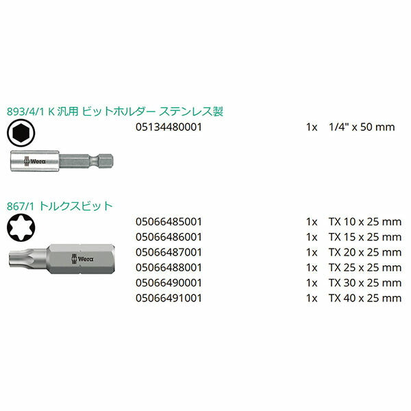 日本正規品 ヴェラ ビットチェック ビットセット TX#1 7点 (056294)(4013288041500) ベラ Wera