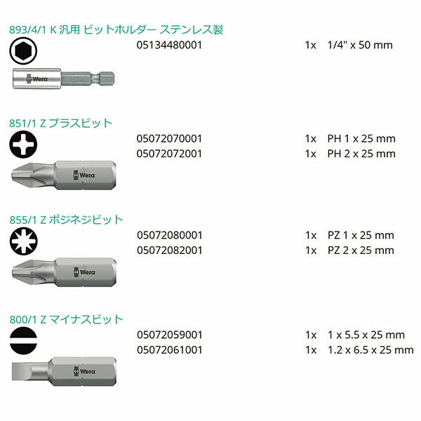 日本正規品 ヴェラ ビットチェック ビットセット #1 7点 (056295)(4013288038166) ベラ Wera