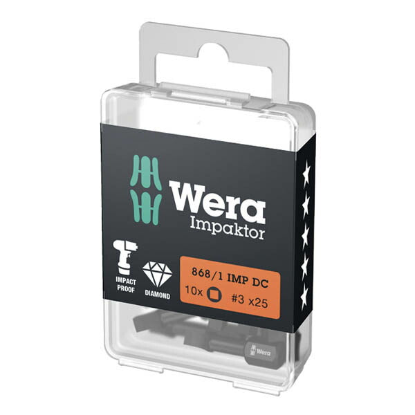 日本正規品 ヴェラ 四角インパクトビットセット SQ3X25mm 10本 (057632)(4013288157485) ベラ Wera