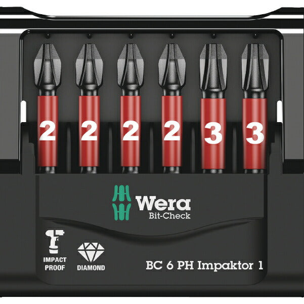 日本正規品 Wera 057691 BC 6 PH Impaktor 1 ダイヤモンドコーティング インパクト用ドライバービットセットホルダー付 6点セット 05057691001 ヴェラ ベラ