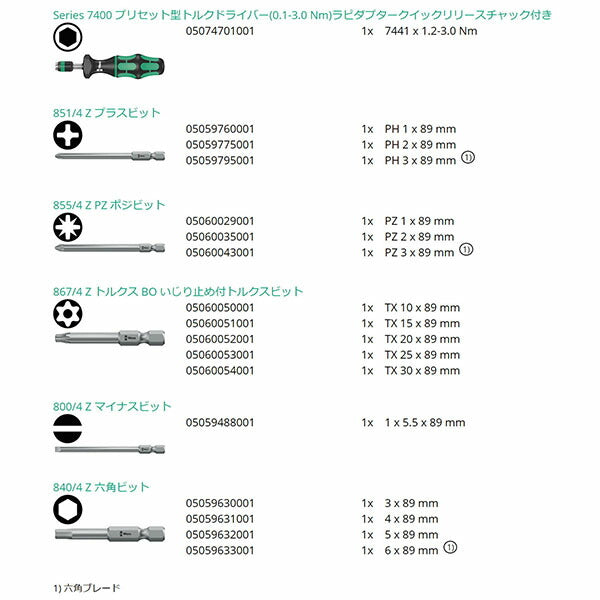 日本正規品 ヴェラ 1.2-3.0Nmトルクドライバーセット(アジャスタブル) (059293)(4013288169624) ベラ Wera