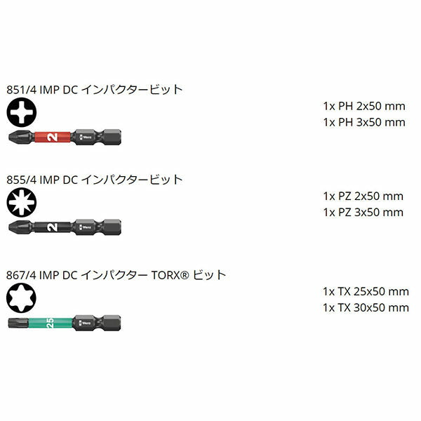 日本正規品 ヴェラ インパクター ビットチェック トルクスビットセット6点SB (073890)(4013288158635) ベラ Wera