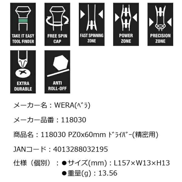 日本正規品 Wera 118030 2055 PZ ブラックポイント早回し精密ポジドライバー 先端サイズPZ0 05118030001 ヴェラ ベラ