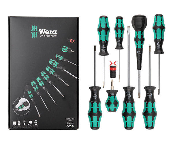 【9月の特価品/掘り出し市】日本正規品 Wera 限定 9点 ボールグリップセット プラス/トルクス/マイナス＋ねじホルダー 134028（05134028001）箱入り特別企画 国内入荷分エヒメマシン限定販売