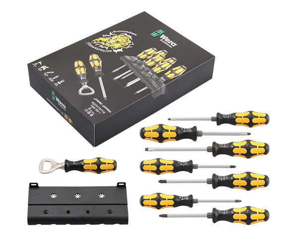 [26SS新商品] 日本正規品 Wera 貫通ドライバーセット 7本組 タイガー 数量限定 フィンランド限定モデル 叩ける プラス マイナス トルクス 壁掛けホルダー 栓抜き付 (138003)(4013288219060) ヴェラ ベラ