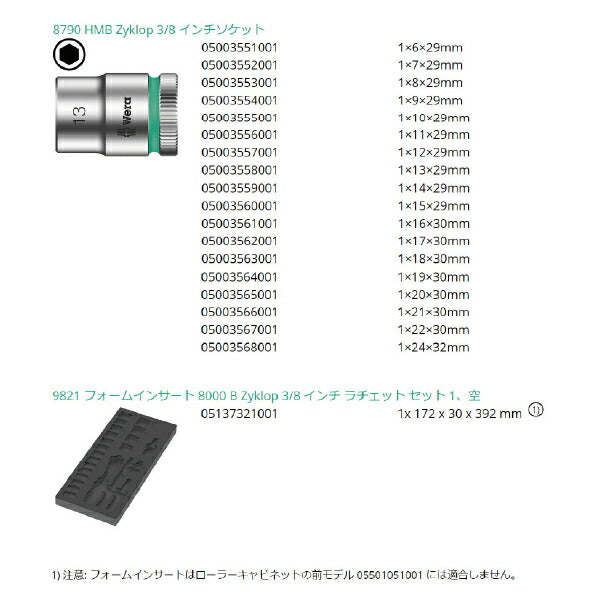 日本正規品 Wera 150111 9721 ウレタン収納入り3/8"ソケットレンチセット 23点セット 05150111001 ヴェラ ベラ ツールセット