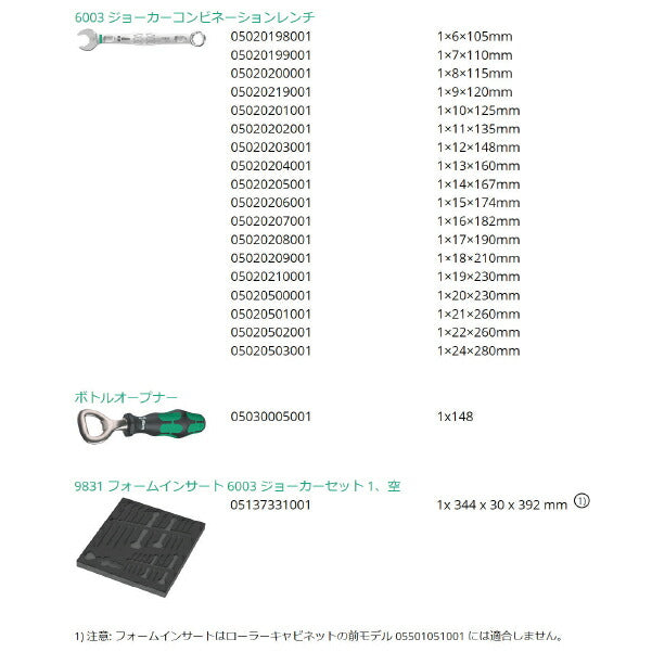 日本正規品 Wera 150121 9731 ウレタン収納入りJOKER6003セット 19点セット ジョーカーセット 05150121001 ヴェラ ベラ ツールセット