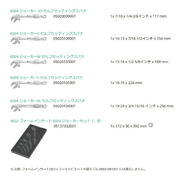 日本正規品 Wera 150122 9732 ウレタン収納入りJOKER6004セット 5点セット ジョーカーセット 05150122001 ヴェラ ベラ ツールセット