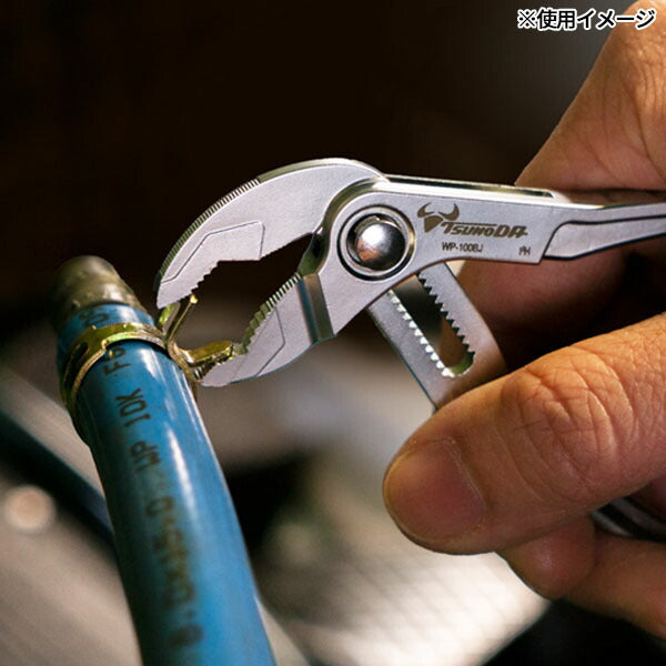ツノダ ウォーターポンプワンプッシュプライヤー 100mm ボタン式クイック開閉 最大口開き25mm (WP-100BJ)(4952269115680) TSUNODA