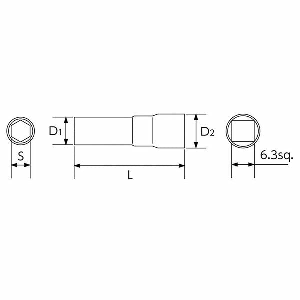 KTC (6.3SQ)絶縁ディープソケット 12MM(六角) (ZB2L-12)(4989433172729) 京都機械工具