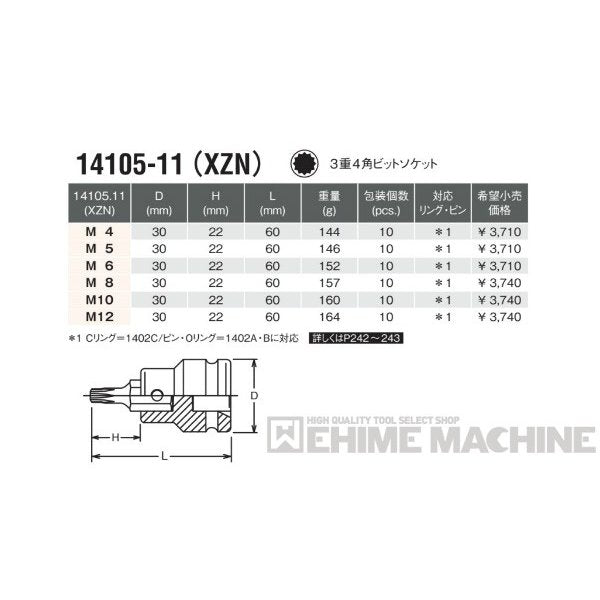 コーケン 14105-11-M10 12.7sq. インチサイズ インパクトソケット 3重4角ビットソケット Ko-ken 工具