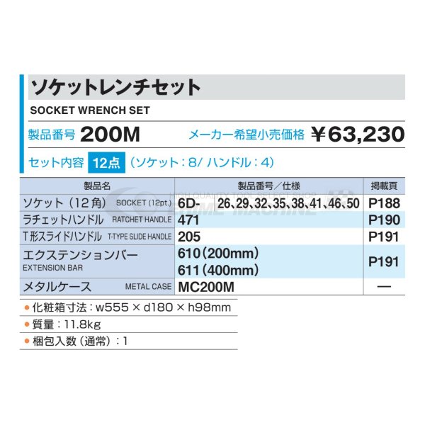 TONE ソケットレンチセット（12角）12点 200m【エヒメマシン】