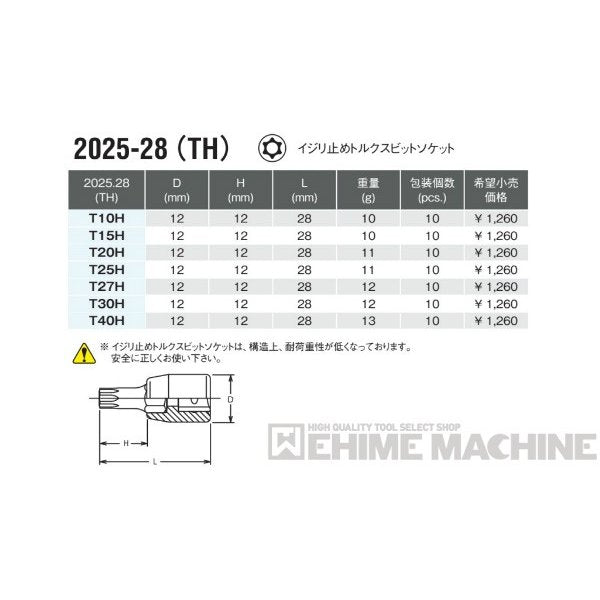 コーケン 2025-28-T20H 6.3sq. ハンドソケット イジリ止めトルクスビットソケット Ko-ken 工具