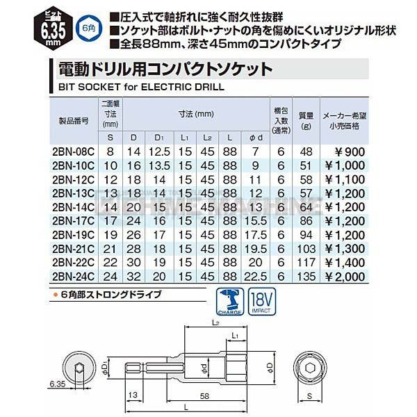 トネの電動ドリル用ソケットの画像3