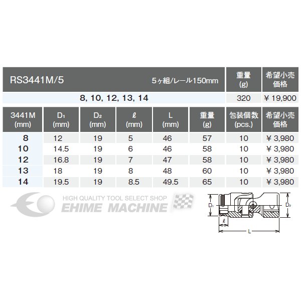 コーケン 9.5sq. ナットグリップユニバーサルソケット 3441M-10 Ko-ken 工具