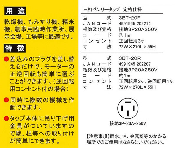 SUZUKID 3BT-20F 三相ベンリータップ正回転用 3ケ スター電器