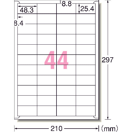 3M エーワン[[TM上]] ラベルシール(プリンタ兼用)再生紙 44面 四辺余白付 100枚 31350 スリーエム