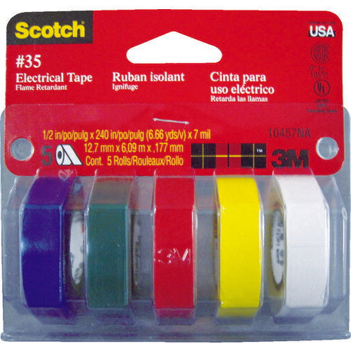 3M ビニールテープ No.35 マルチカラーパック (1Pk(袋)=5巻入) 35MC スリーエム