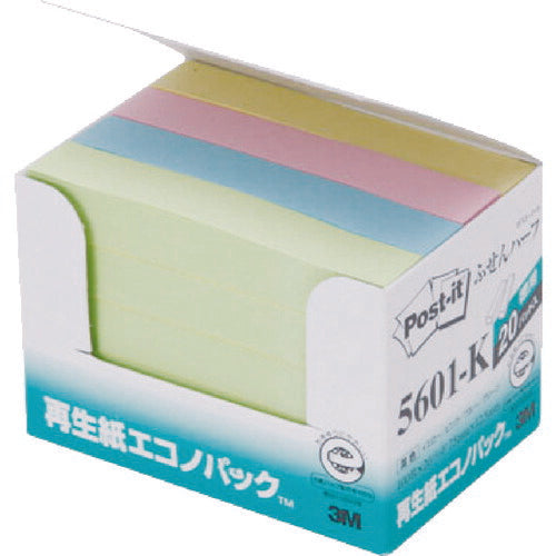 3M ポスト･イット 75X12.5mm 100枚X20パッド 4色混色 5601-K スリーエム