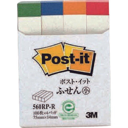 3M ポスト･イット 75X14mm 100枚X4パッド レインボー 560RP-R スリーエム
