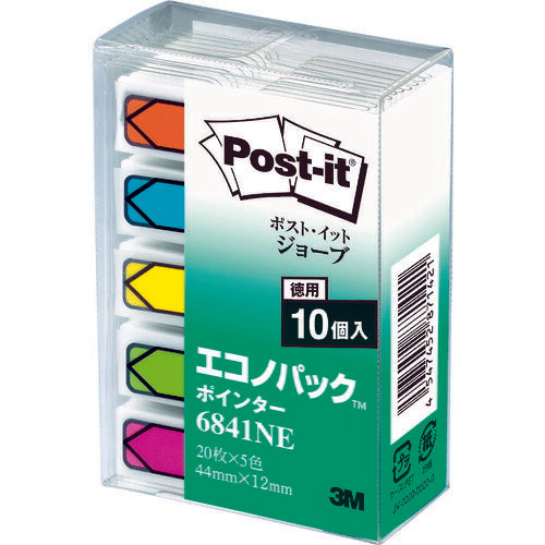 3M ポスト･イット ジョーブ 44X12mm 100枚X10 5色混色 6841NE スリーエム