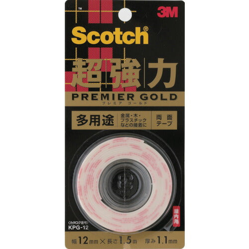 3M スコッチ 超強力両面テープ プレミアゴールド 多用途 12mm×1.5m KPG-12 スリーエム